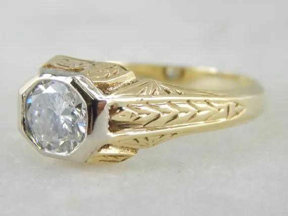 1930s Mens Diamond Two Tone Ring