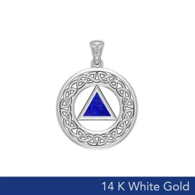 AA Recovery with Celtic Boarder 14K White Gold Pendant WPD3938