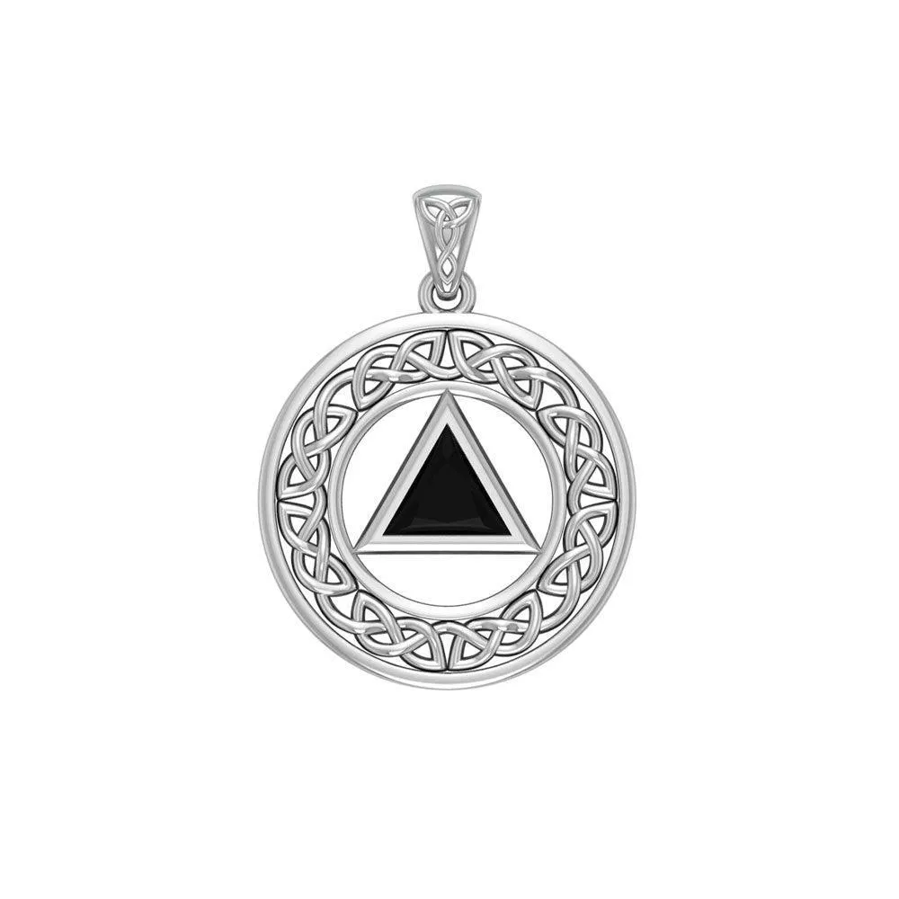 AA Recovery with Celtic Boarder 14K White Gold Pendant WPD3938