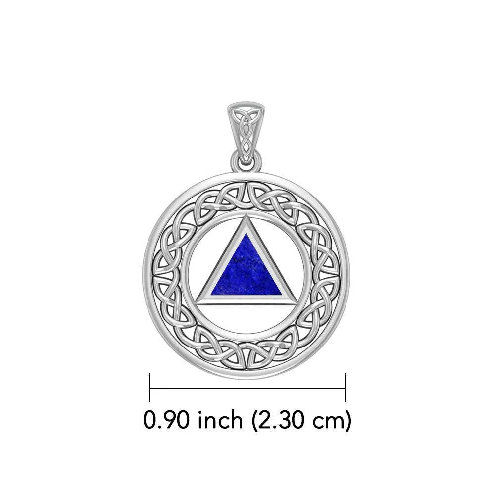 AA Recovery with Celtic Boarder 14K White Gold Pendant WPD3938