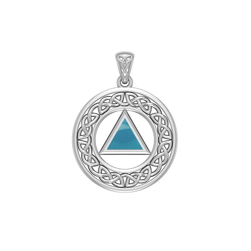 AA Recovery with Celtic Boarder 14K White Gold Pendant WPD3938