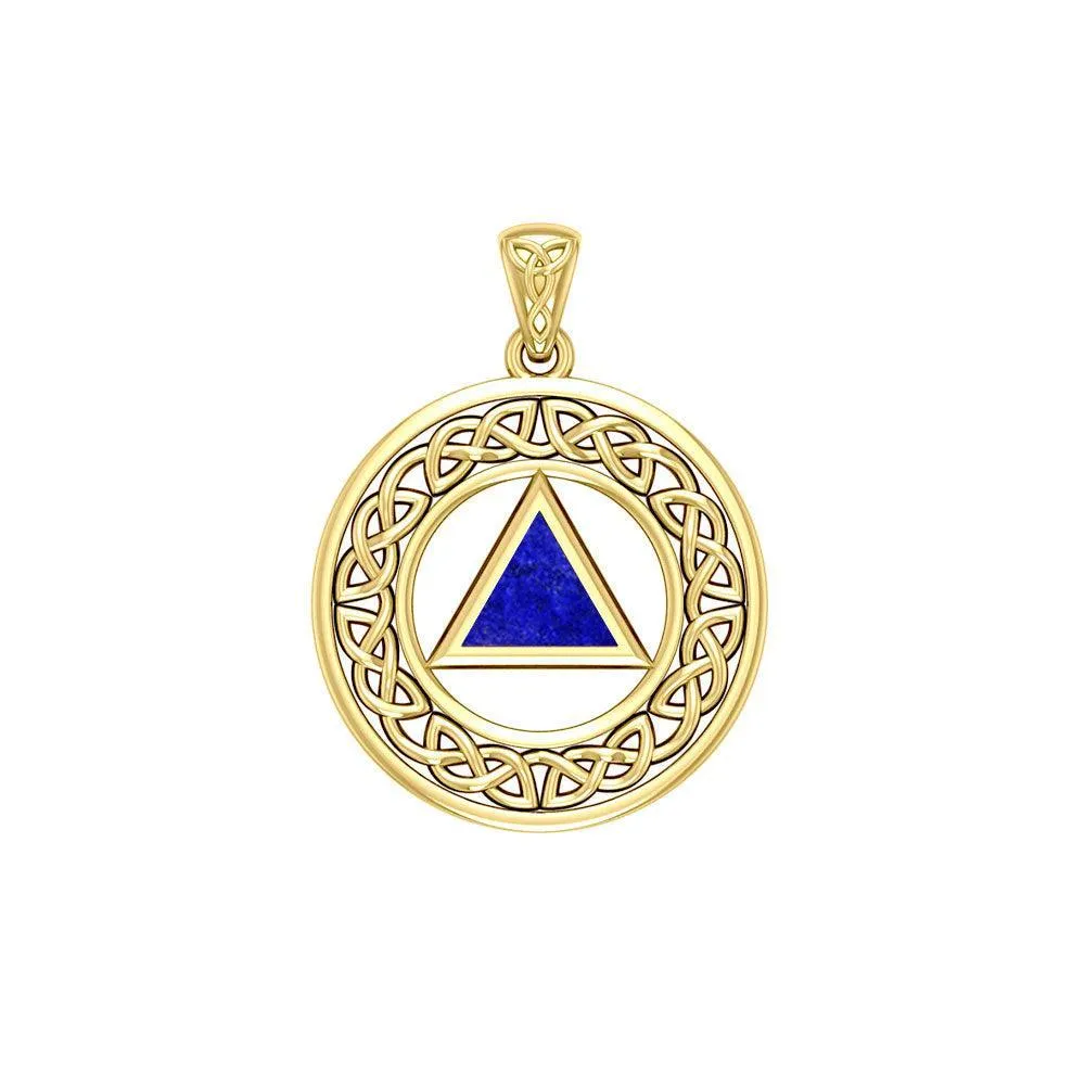 AA Recovery with Celtic Boarder 14K Yellow Gold Pendant GPD3938