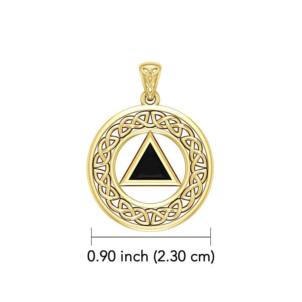 AA Recovery with Celtic Boarder 14K Yellow Gold Pendant GPD3938