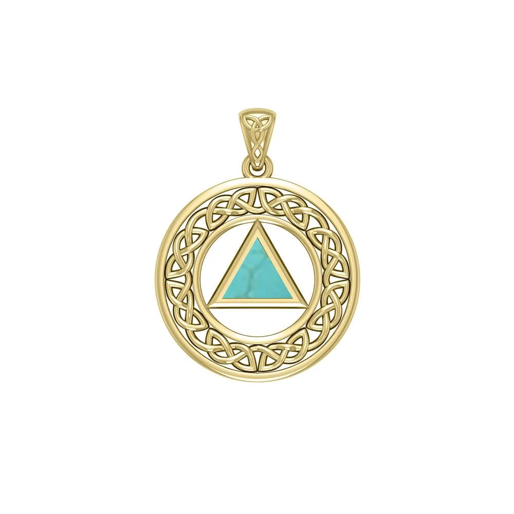 AA Recovery with Celtic Boarder 14K Yellow Gold Pendant GPD3938