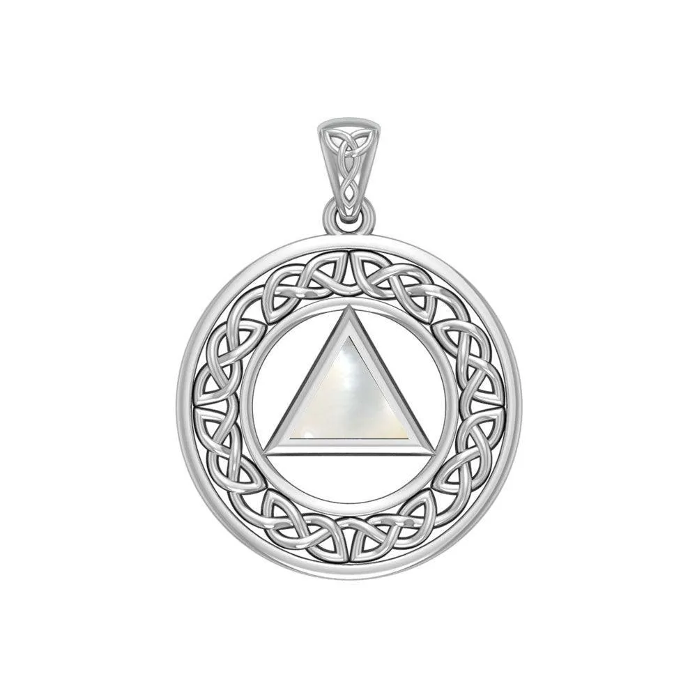 AA Recovery with Celtic Boarder Silver Pendant TPD3938