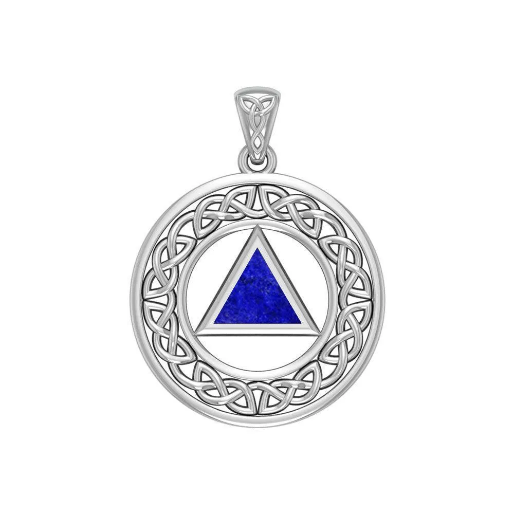 AA Recovery with Celtic Boarder Silver Pendant TPD3938