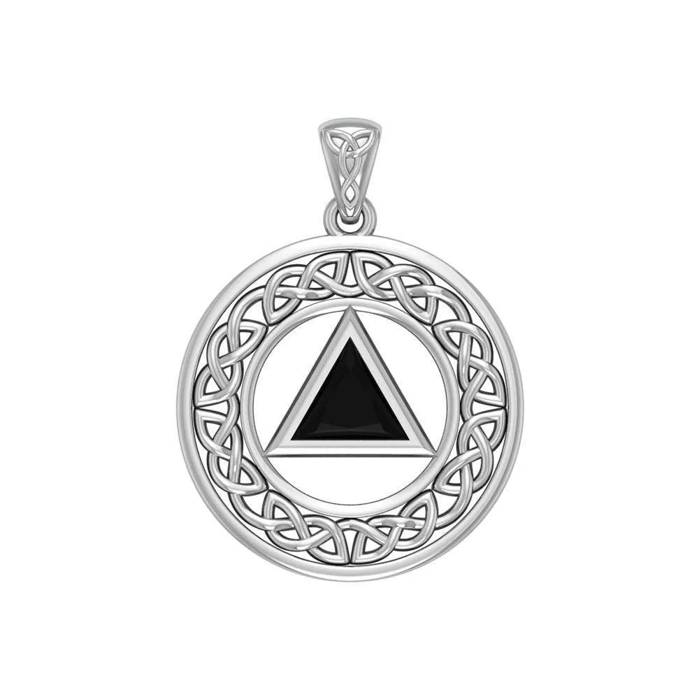 AA Recovery with Celtic Boarder Silver Pendant TPD3938