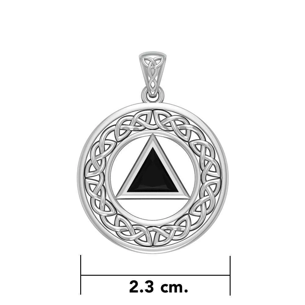 AA Recovery with Celtic Boarder Silver Pendant TPD3938