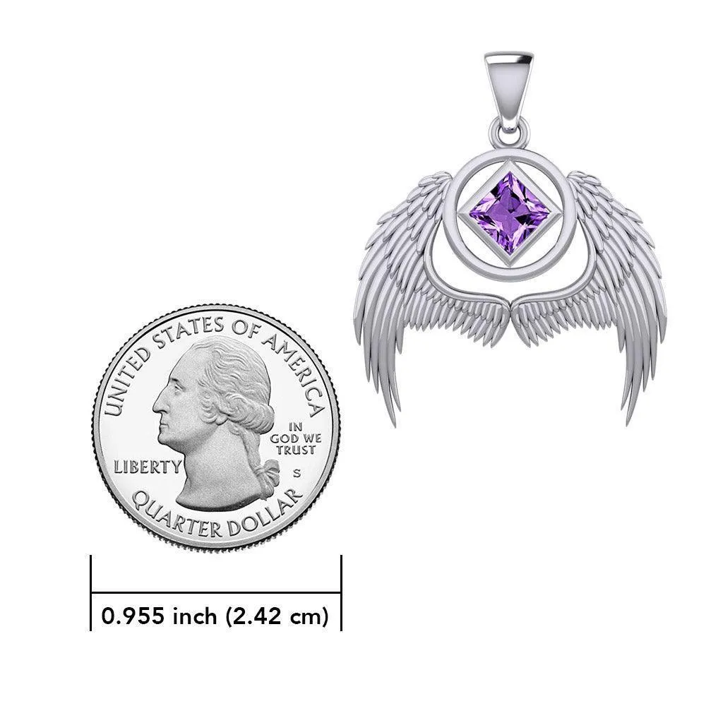 Angel Wings NA Recovery Silver Pendant with Gemstone TPD6242