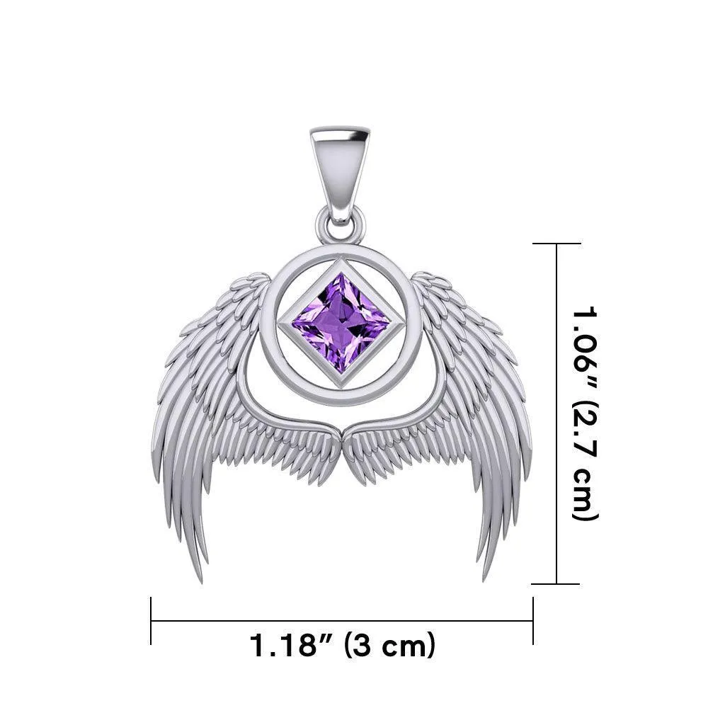 Angel Wings NA Recovery Silver Pendant with Gemstone TPD6242