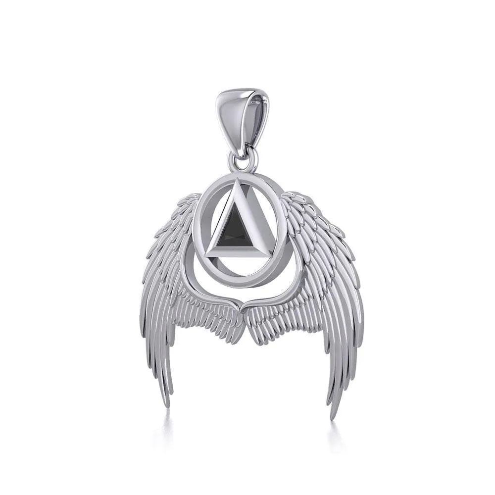 Angel Wings Recovery Silver Pendant with Gemstone TPD5840