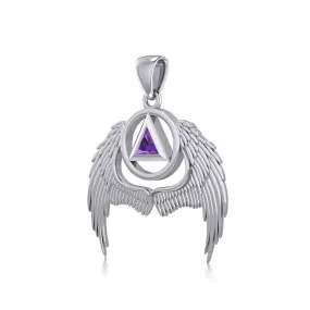 Angel Wings Recovery Silver Pendant with Gemstone TPD5840