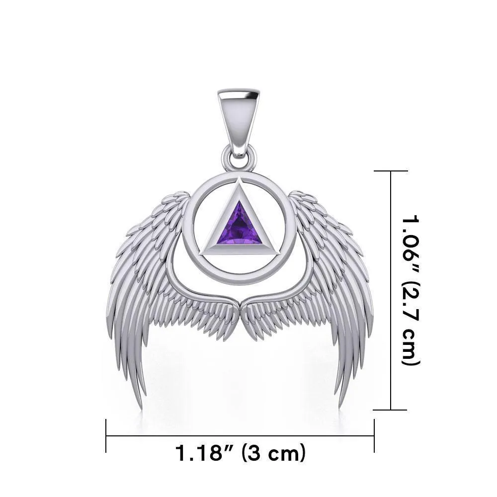 Angel Wings Recovery Silver Pendant with Gemstone TPD5840