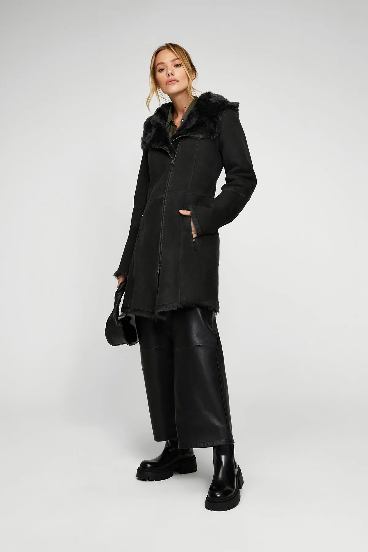 Anthracite Shearling Coat