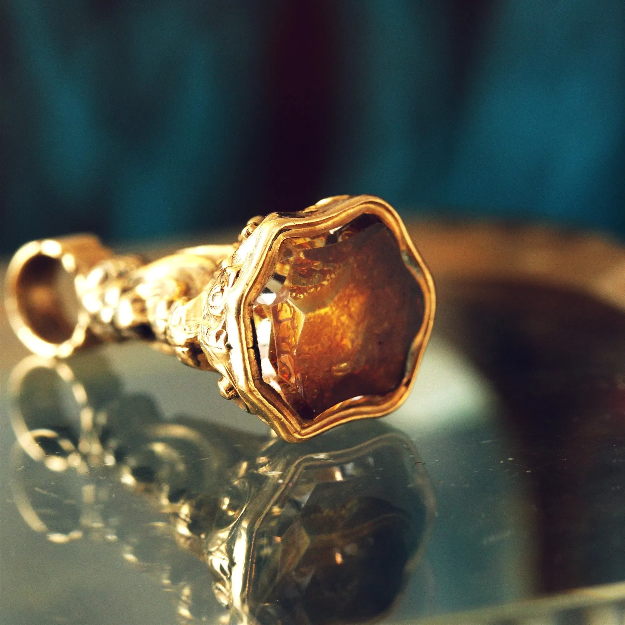 Antique Georgian Citrine Coloured Glass Fob