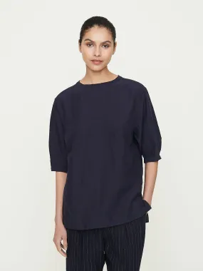 Back Tuck Blouse Short Sleeve in Deep Violet