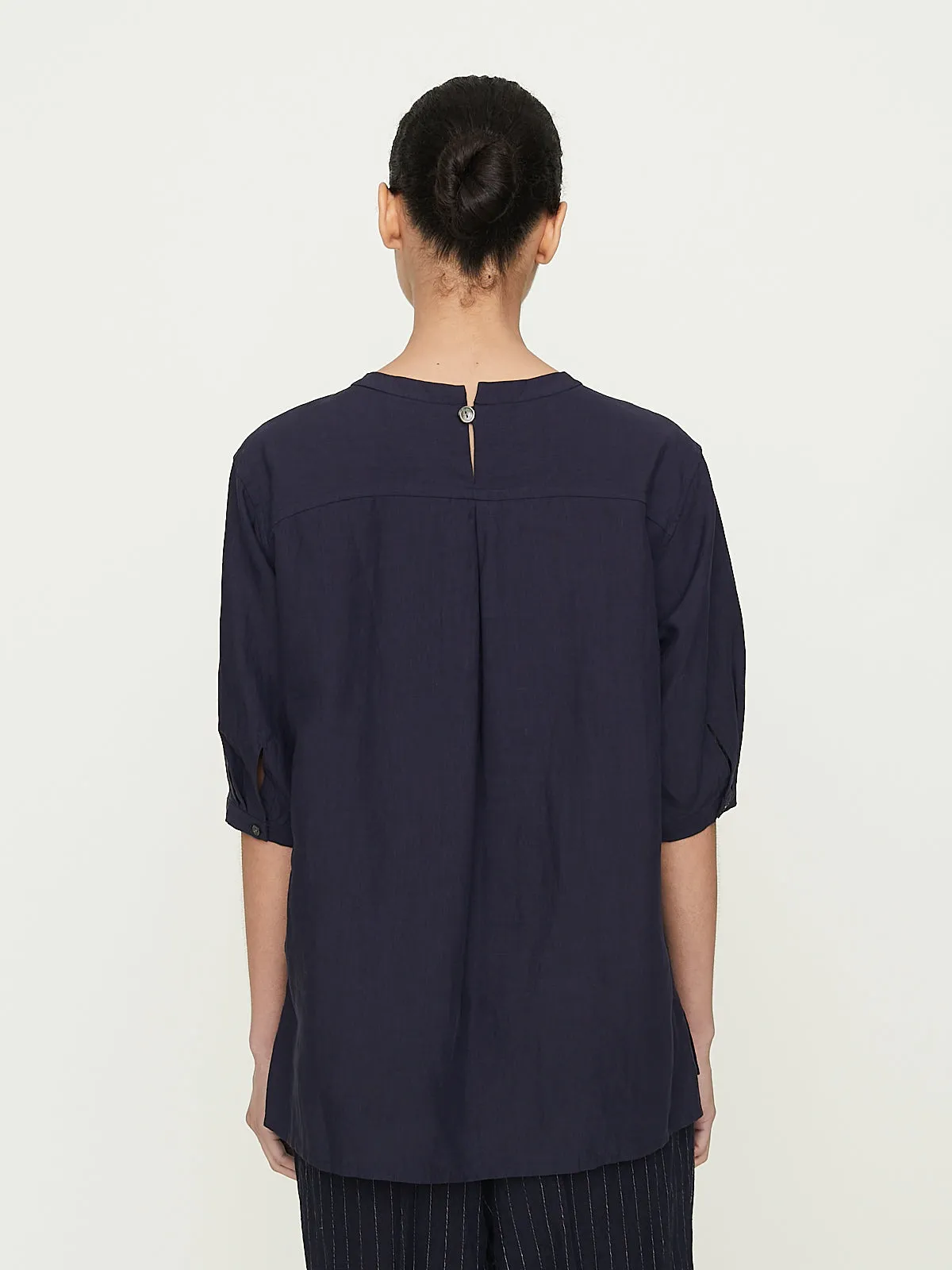 Back Tuck Blouse Short Sleeve in Deep Violet