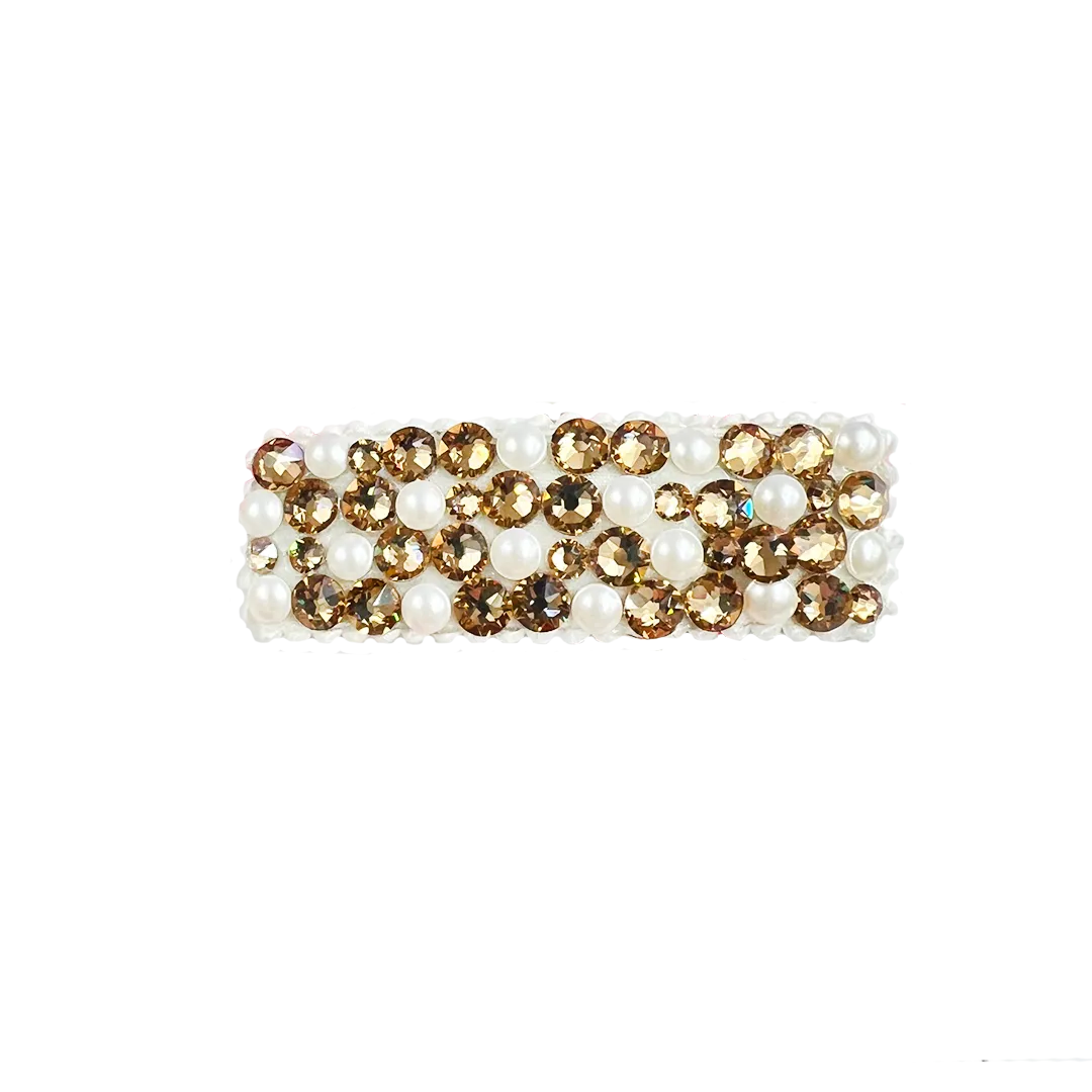 Bari Lynn Crystal Snap Clip - Pearl & Gold