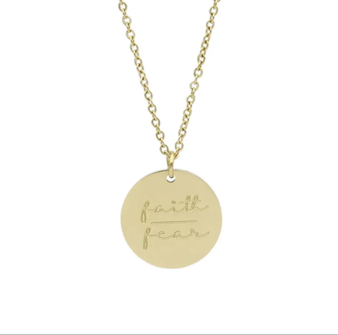 Beautiful Silver or Gold Faith Over Fear Necklace