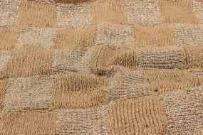 Beige & Silver Check Natural Jute Lurex Fabric