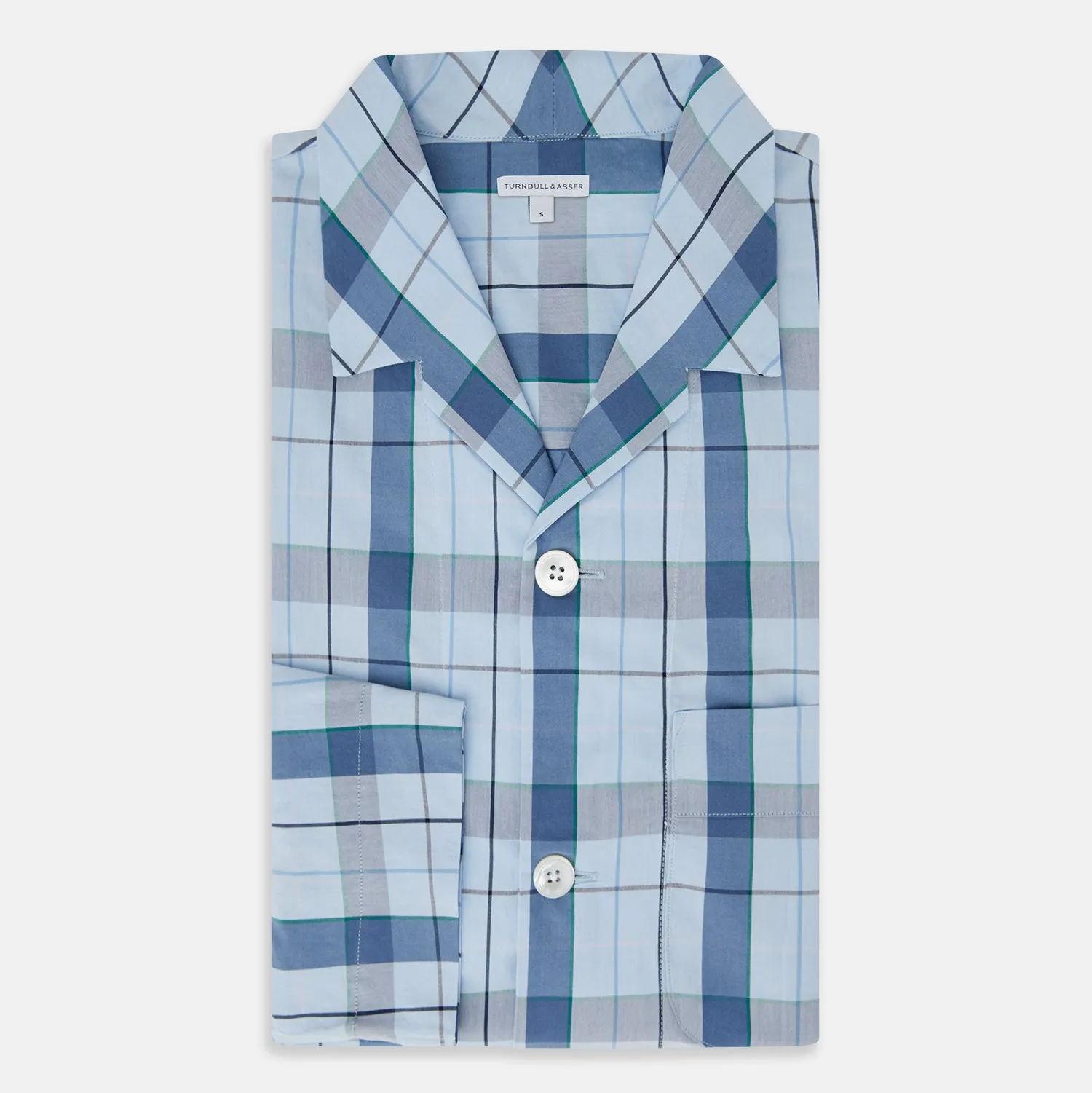 Blue Multi Check Pyjama Shirt