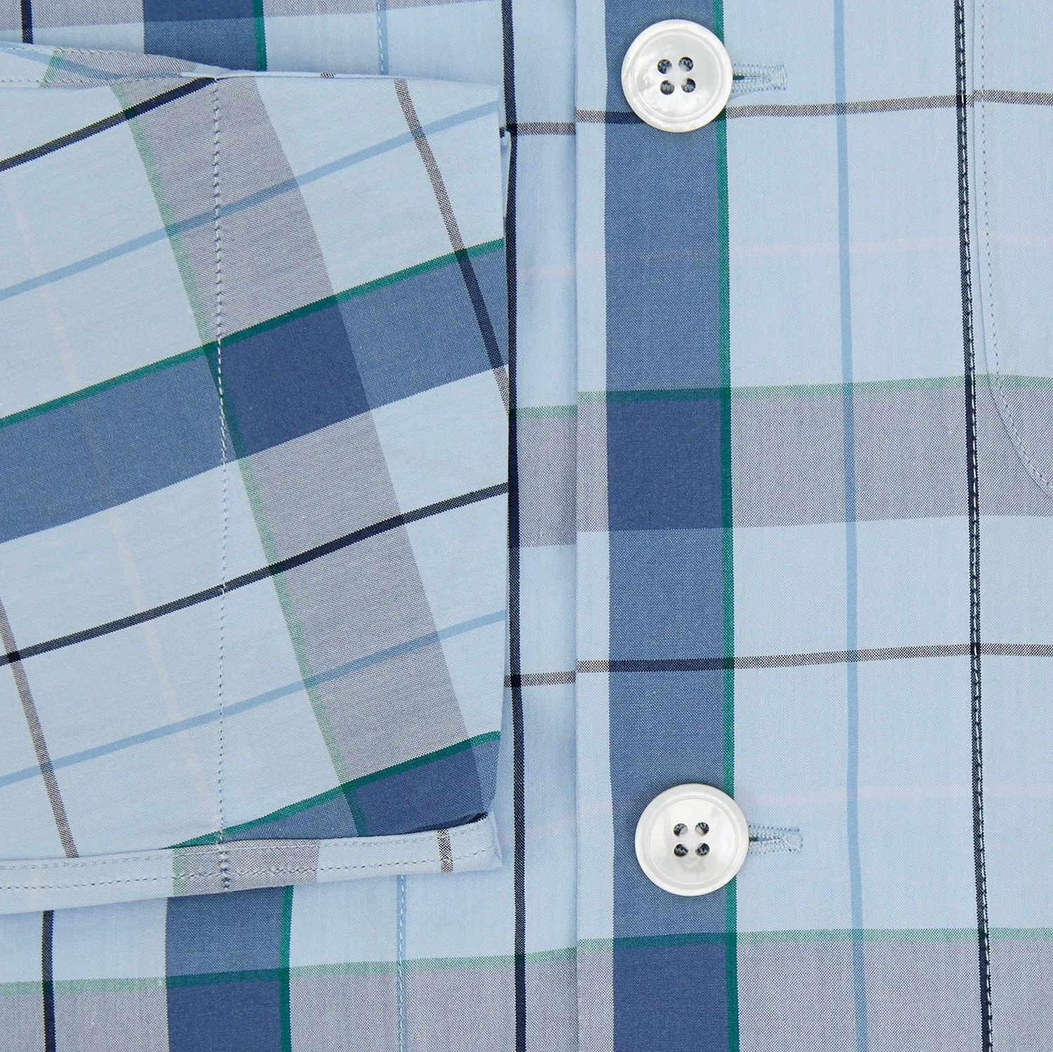 Blue Multi Check Pyjama Shirt