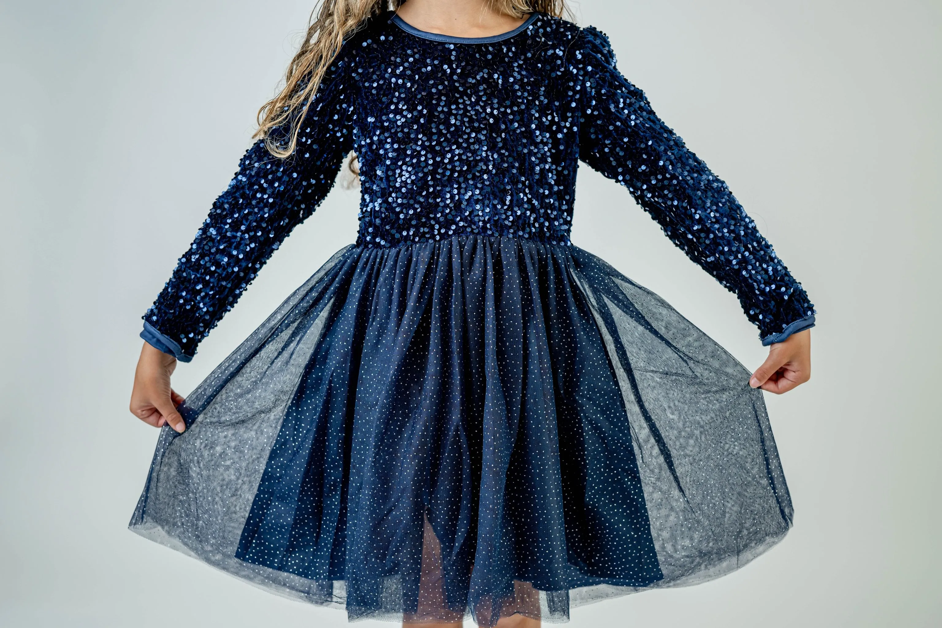 BLUE SPARKLE TULLE DRESS