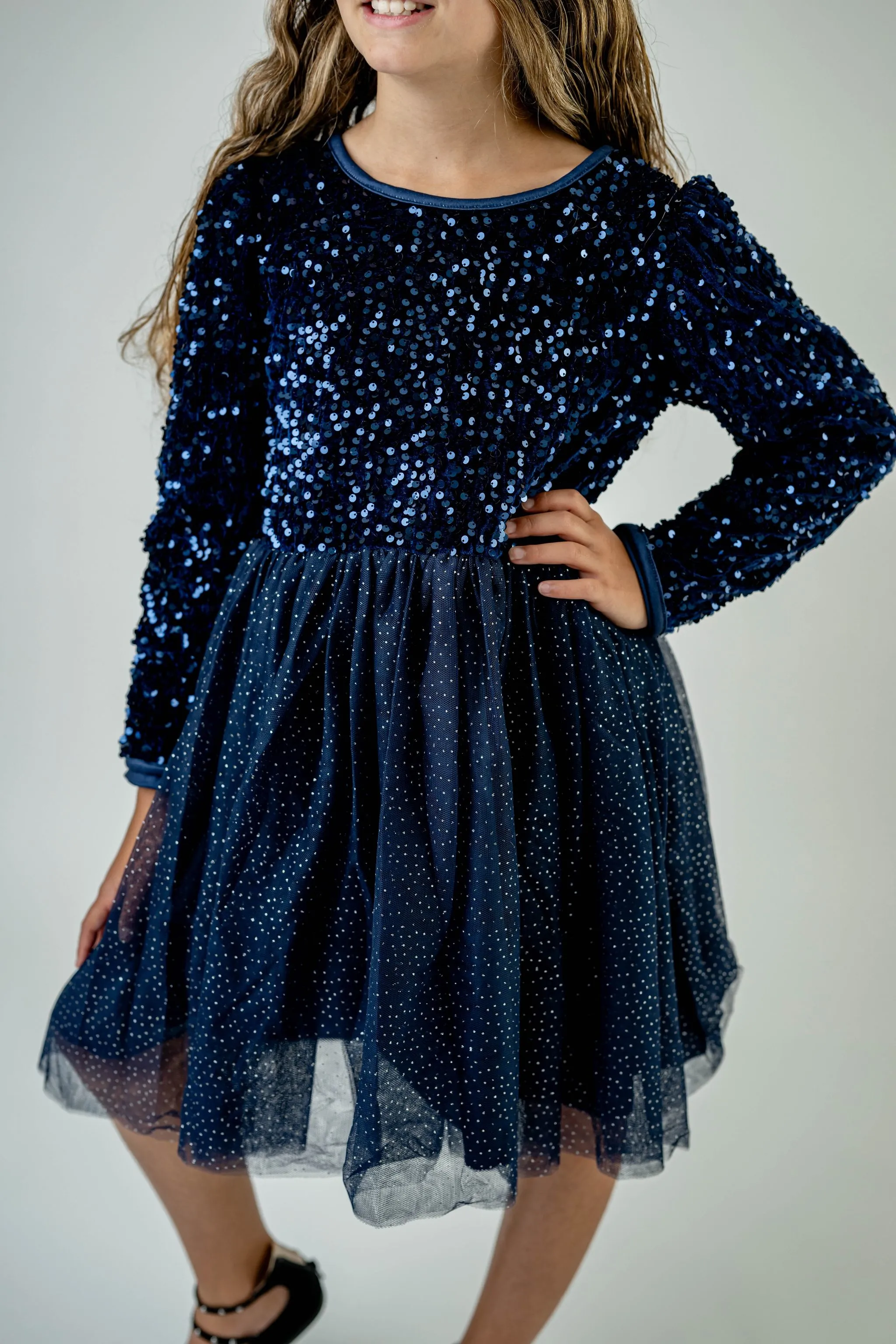 BLUE SPARKLE TULLE DRESS