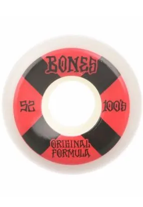 Bones Wheels 100's OG #4 V5 Sidecut 100A. Wit-Rood