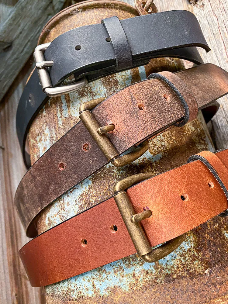 Boyer's Handmade Distressed Brown Belt 1 1/2"