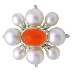 Brooch-Cornelian, South Sea Pearl and Diamond  (128BS)