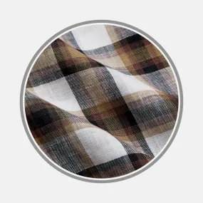 Brown Multi Check Linen Fabric