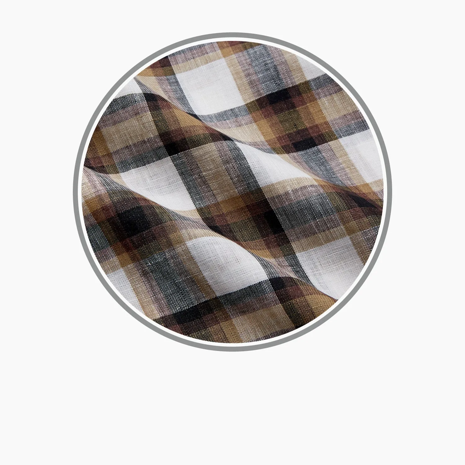 Brown Multi Check Linen Fabric