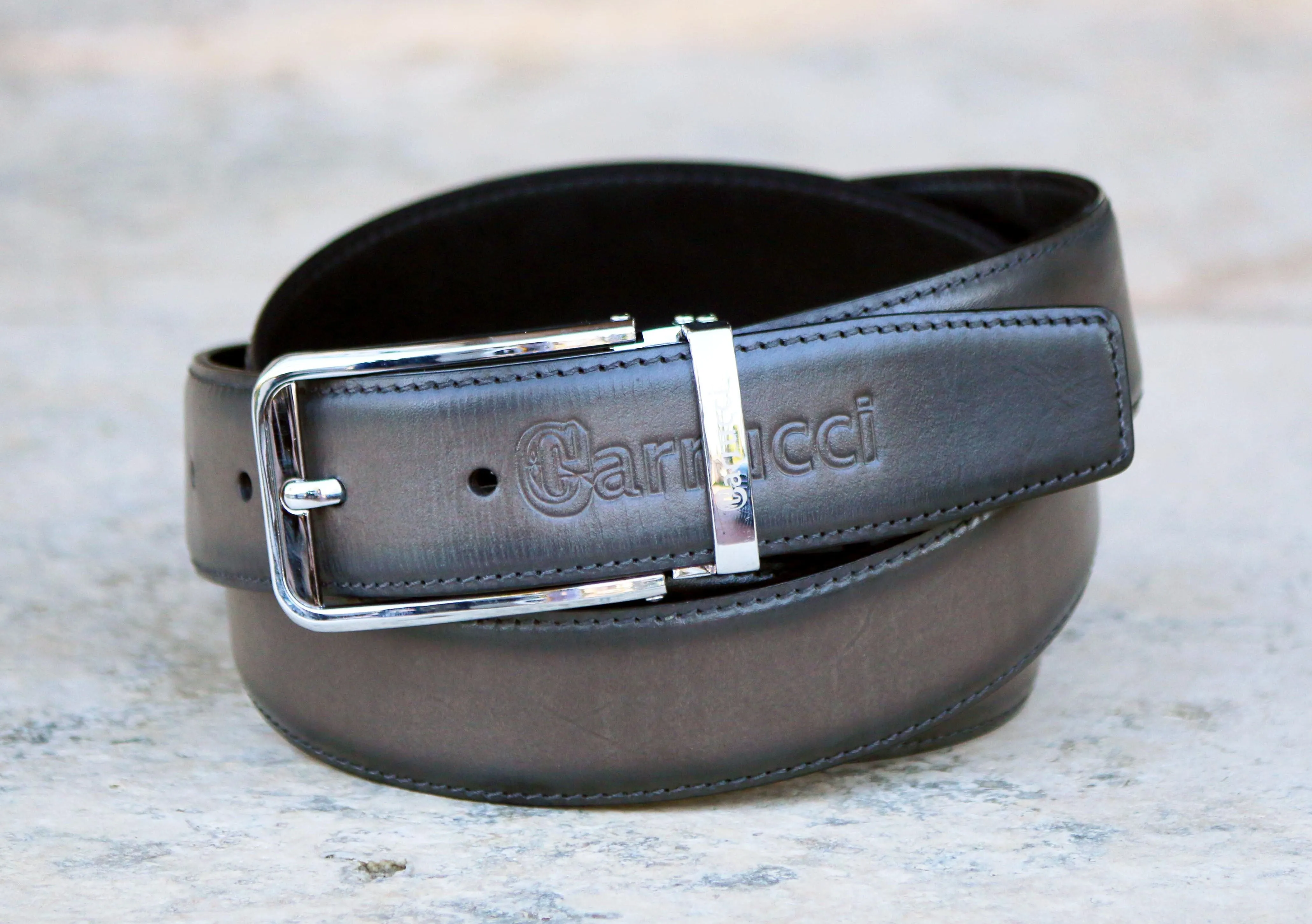 Burnished Calfskin Belt Grey