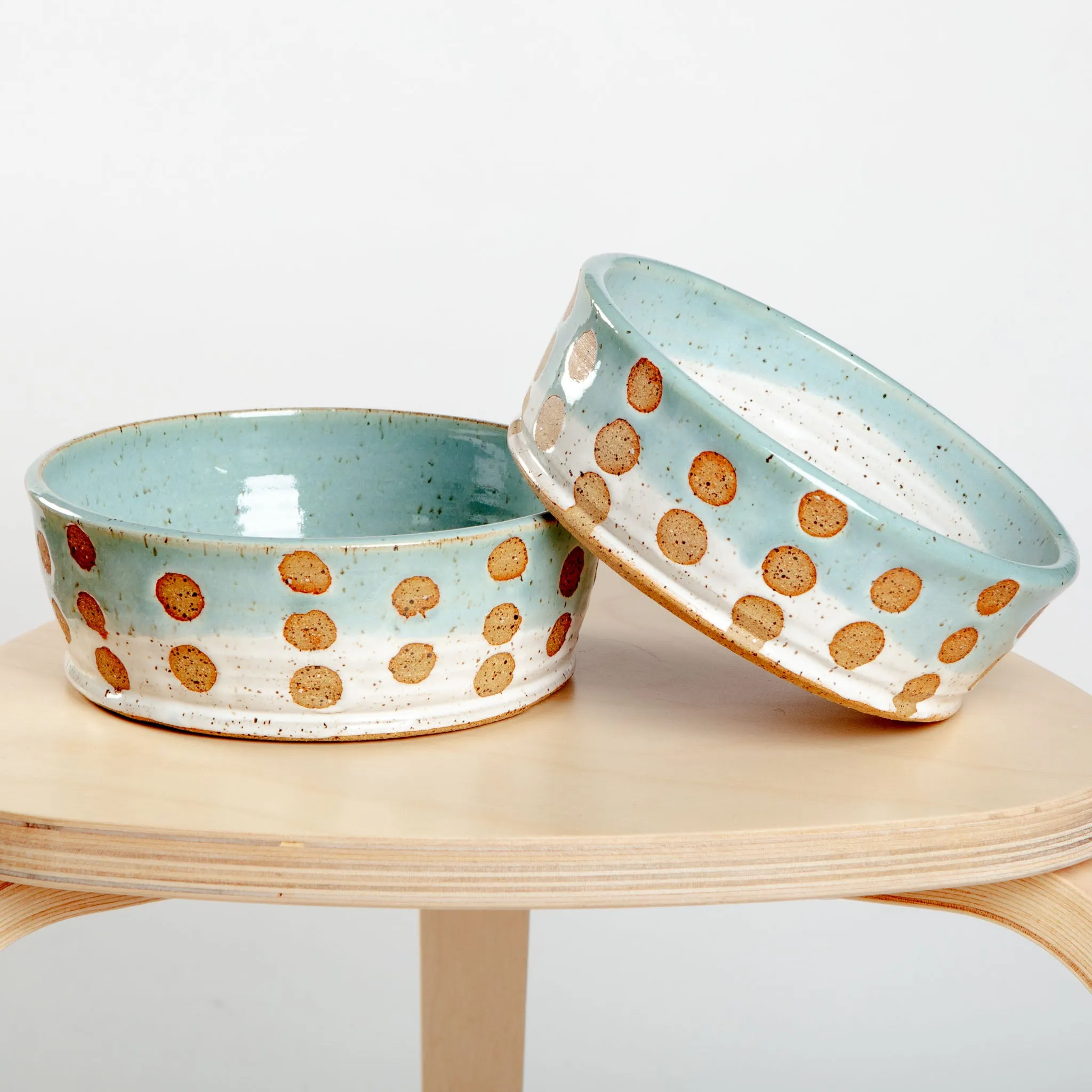 Ceramic Spotted Jade Dog Bowl (Made in the USA)