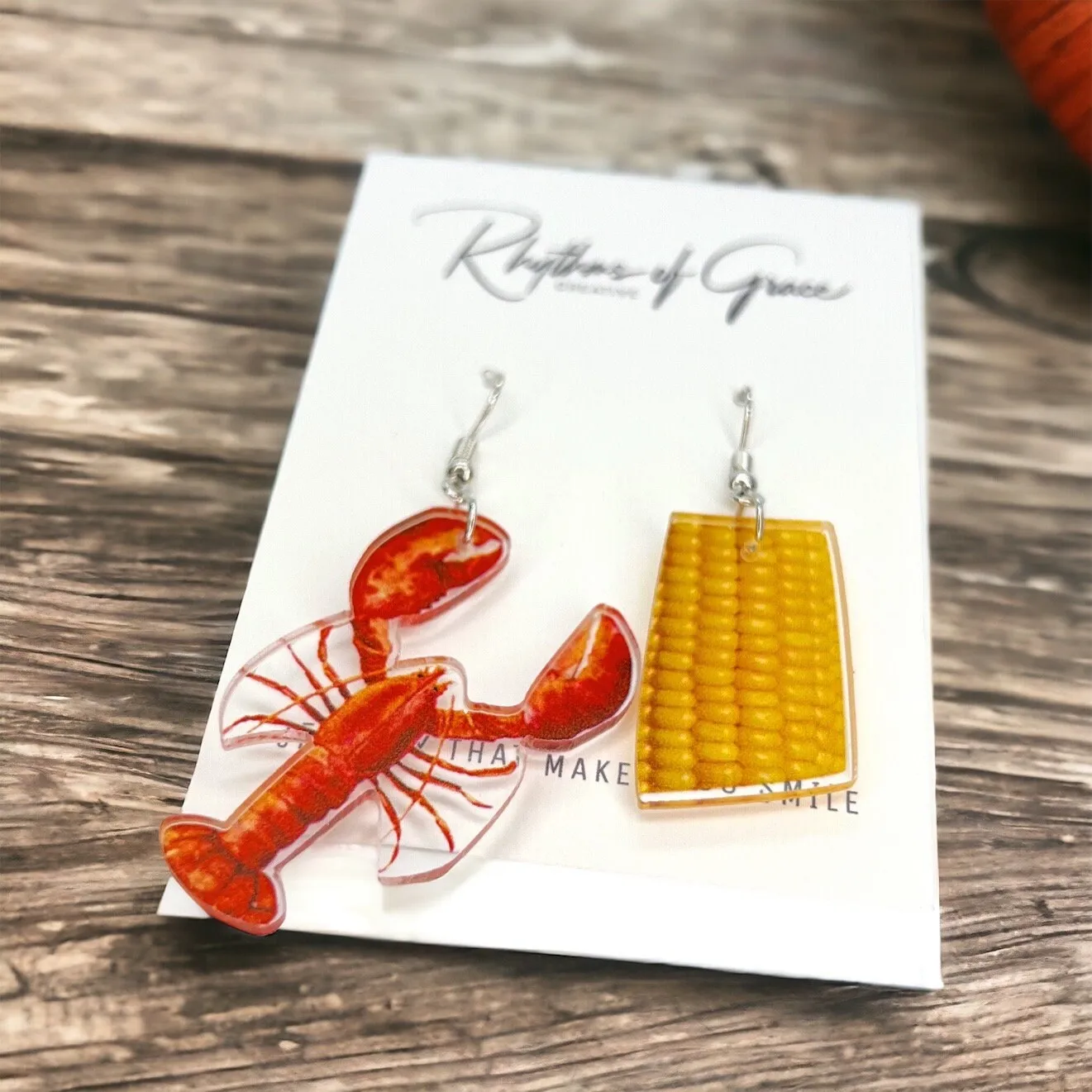 Crawfish Boil Earrings - Crawfish Earrings, Mardi Gras, New Orleans, Lobster Earrings, Mardi Gras Accessories, Cajun Earrings, Corn Earrings