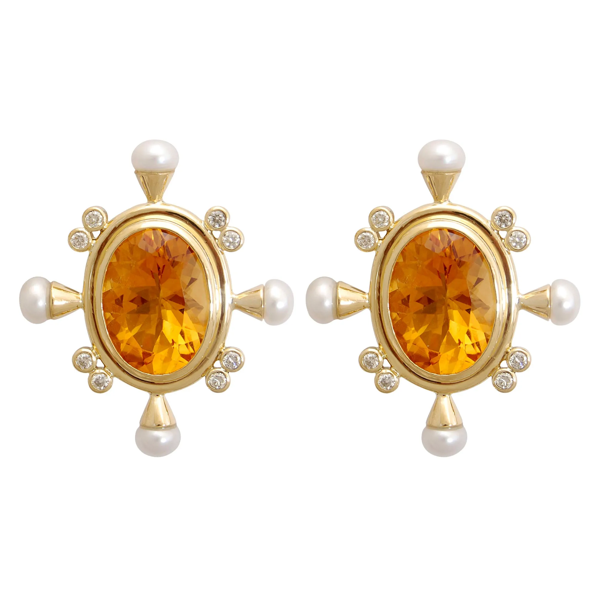 Earrings - Citrine, Pearl And Diamond (1779A)