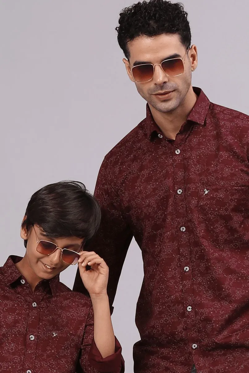 FATHER & SON - Maroon Artistic Print