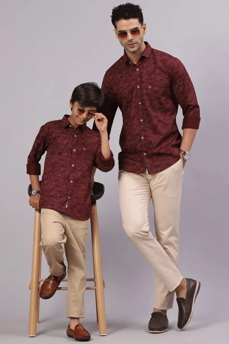 FATHER & SON - Maroon Artistic Print