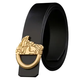 Gianni- the Art Nouveau Face Buckle Black Belt