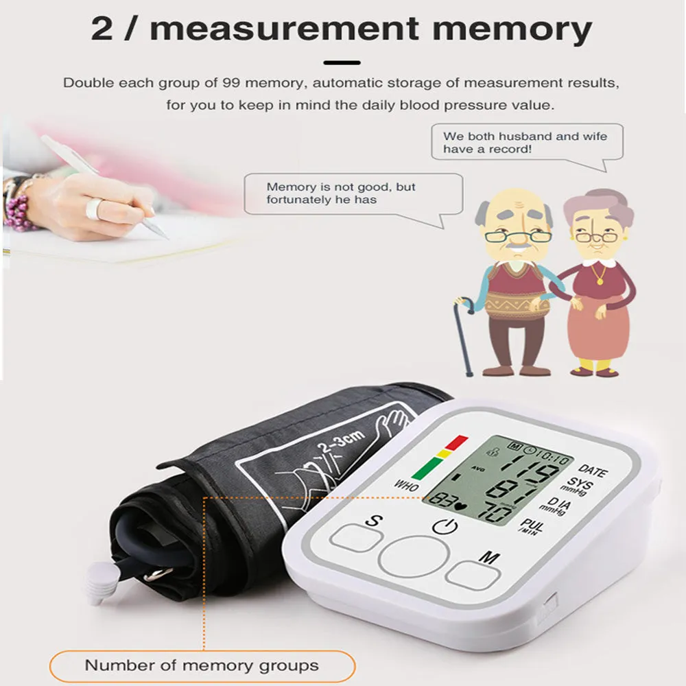 High Accuracy Digital Blood Pressure Monitor Sphygmomanometer - Battery Operated