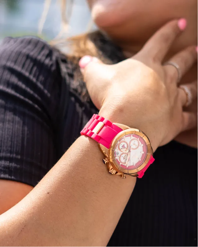 Ladies Rosegold Case Chronomaster with Silicon Strap