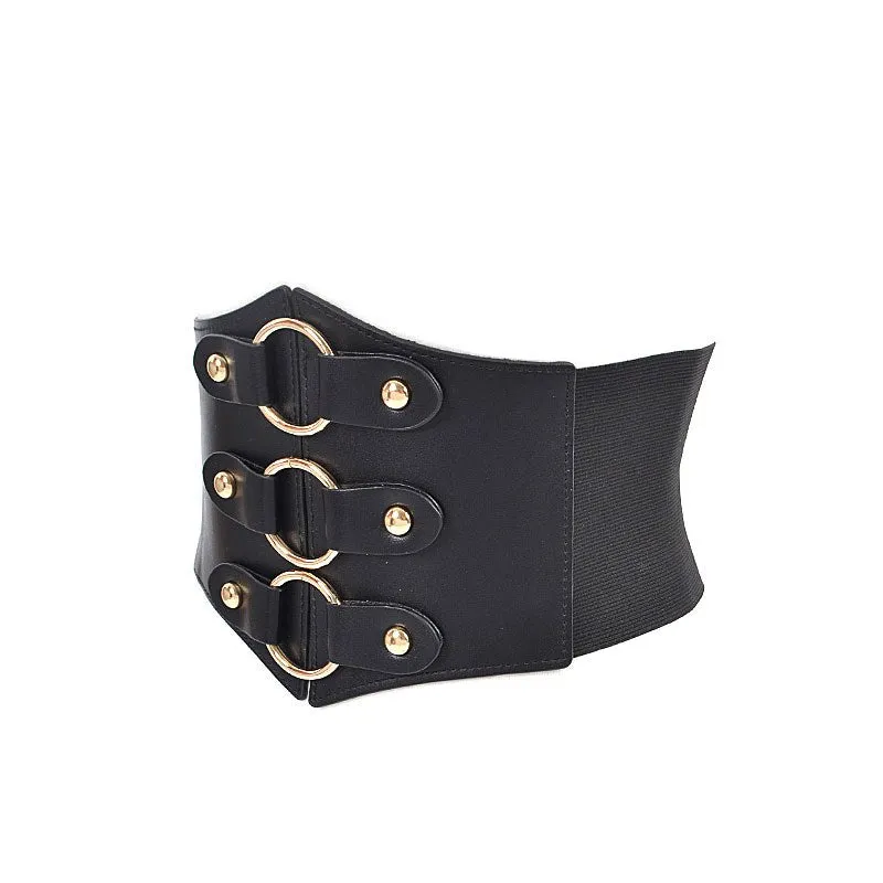 Leather Elastic O Ring Corset Belt