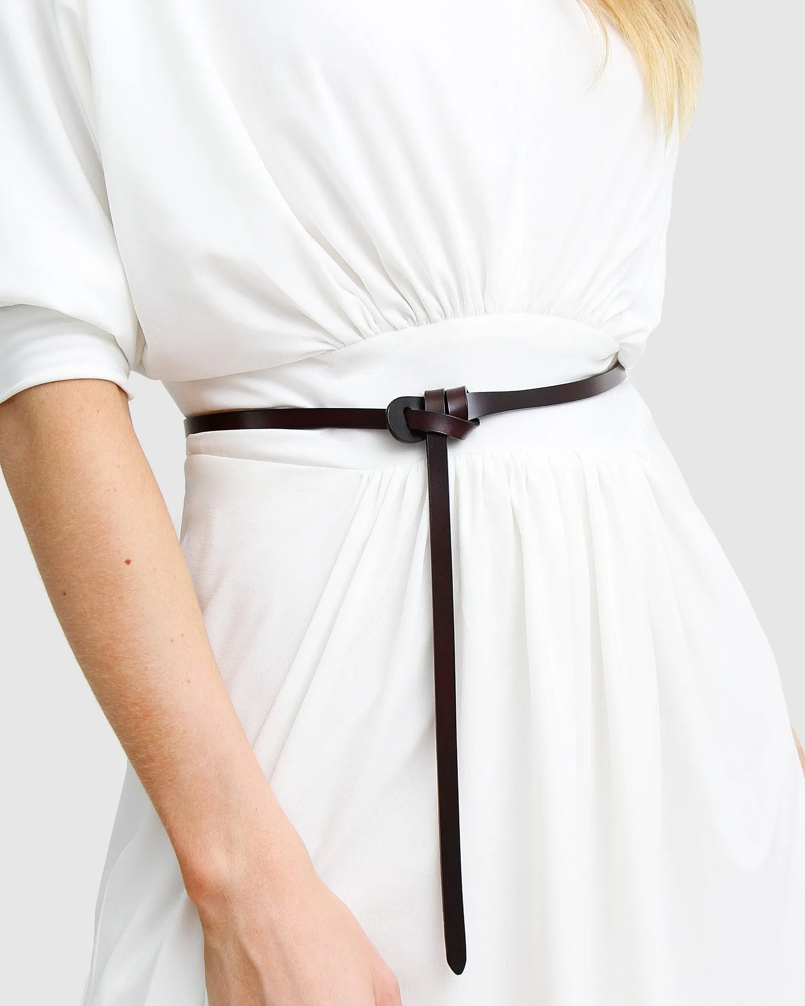 Leather Tie Belt  2 pack - White / Espresso