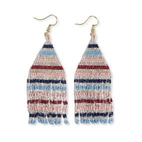 Lexie Horizontal Lines Beaded Fringe Earrings