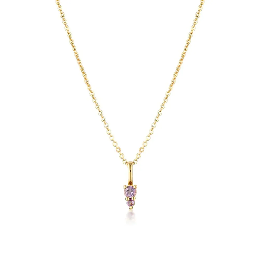 Linda Tahija Binary Gemstone Necklace, Amethyst, Gold or Silver