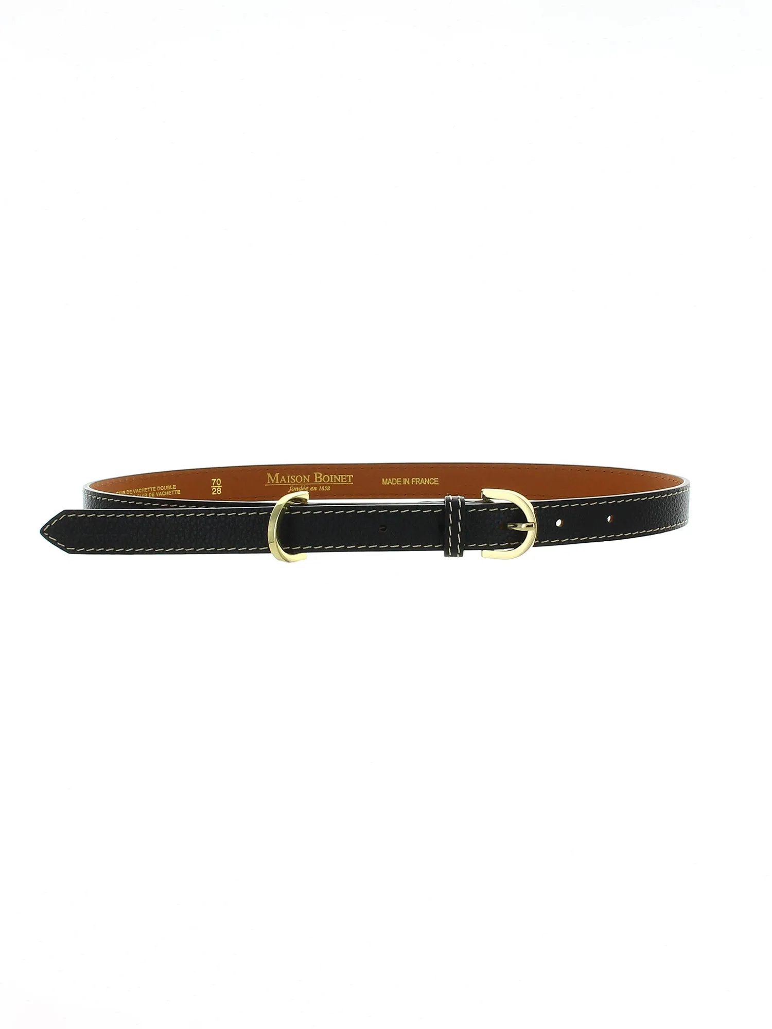 Maison Boinet 20 Mm Belt In Grained Calf Leather