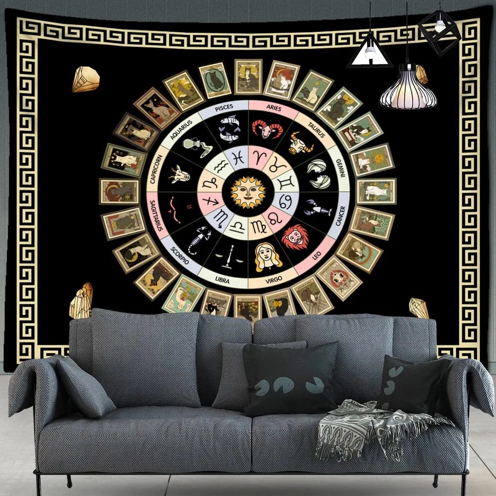 Mandala Tarot Zodiac Tapestry