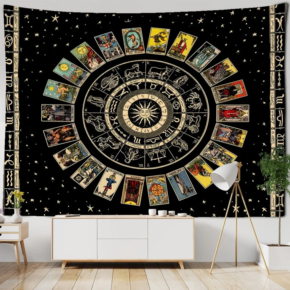 Mandala Tarot Zodiac Tapestry