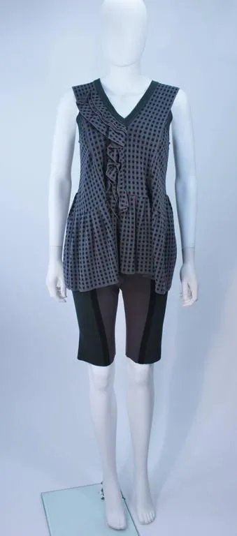 MARNI Blue Draped Stretch Knit Blouse & Short Set Size 38